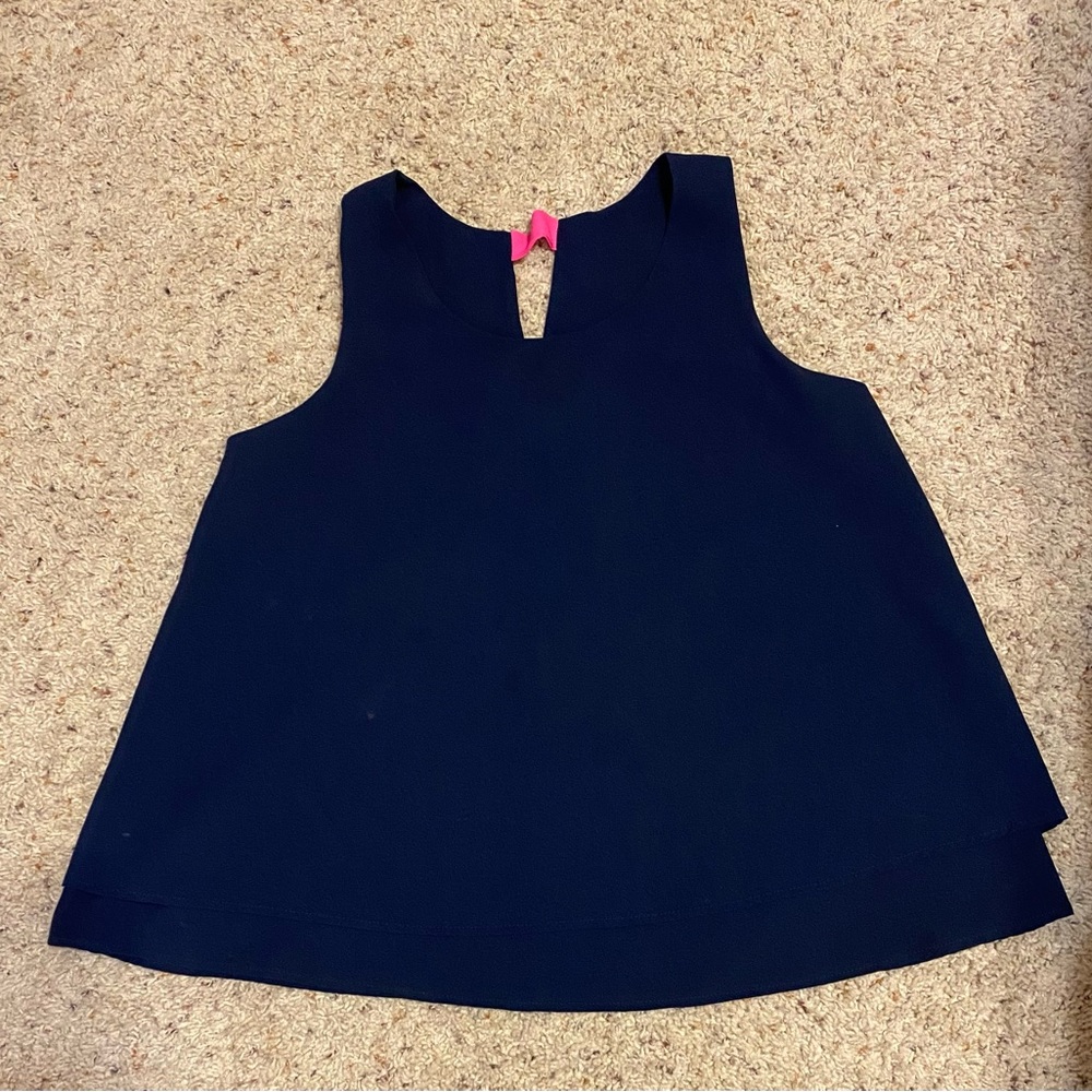 Navy & Pink Flowy Top